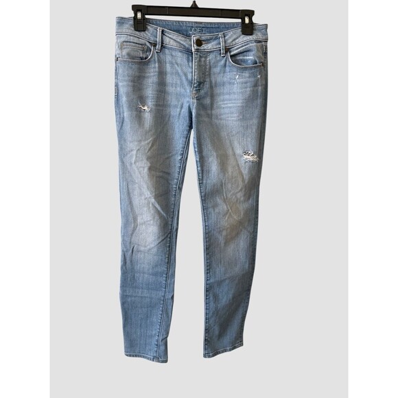 Ann Taylor LOFT Curvy Skinny Jeans Women's 27/4 Blue Mid Rise Distressed - Picture 1 of 6